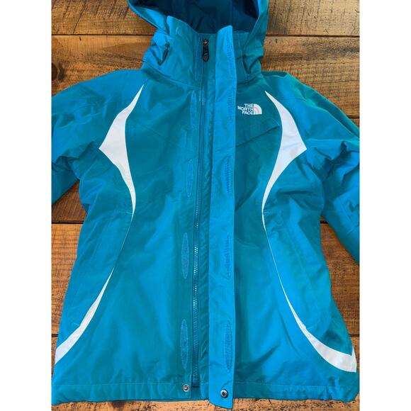 North Face Womens HyVent TriClimate 3-in-1 Winter Hooded Jacket Teal White XS - Picture 15 of 16